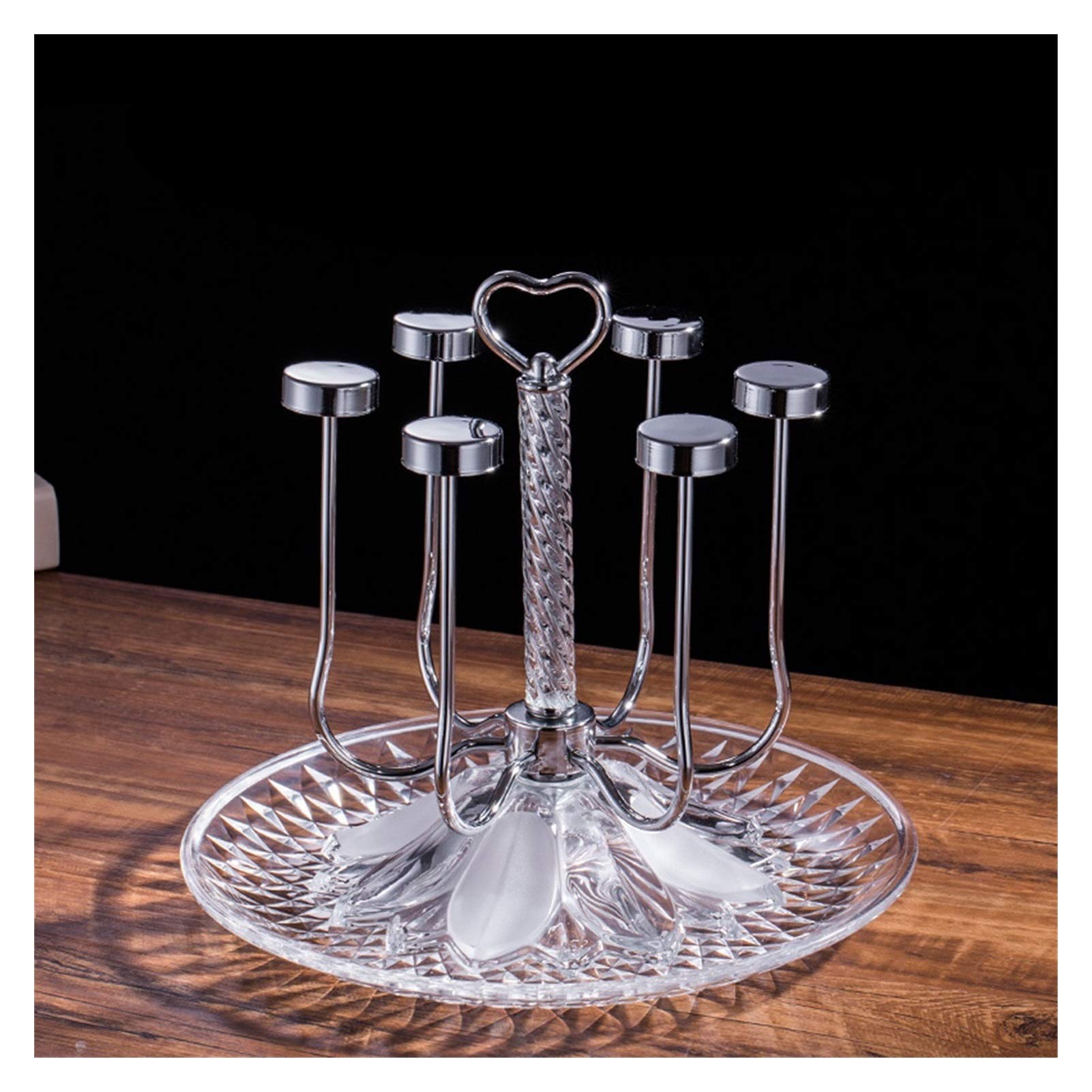 Stainless Steel 6-Cup Glass Holder & Drying Rack with Drain Tray - Countertop Mug Organizer for Kitchen, Living Room & Bar - Space-Saving Upside Down Cup Storage (Silver) - Perfect for Coffee Shops, Dish Drying & Home Organization