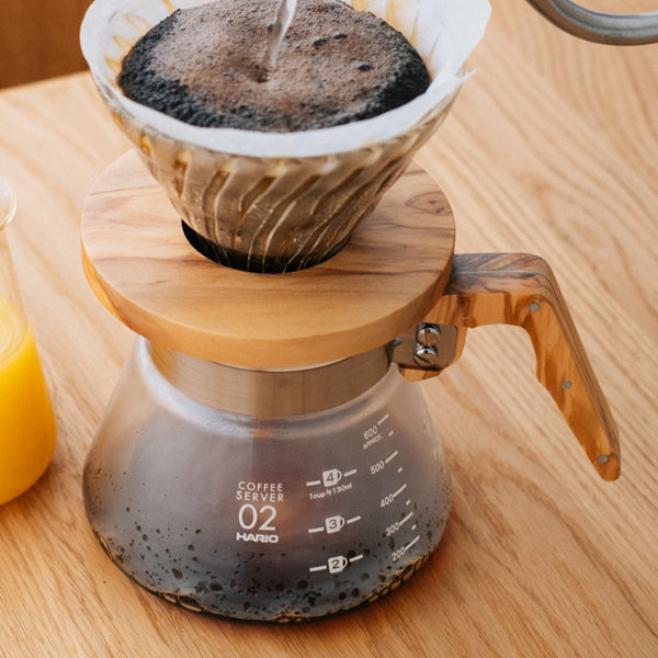 Hario V60 Olive Wood Coffee Server - Drip Coffee Carafe for Pour Over Brewing - Perfect for Home Baristas & Coffee Enthusiasts