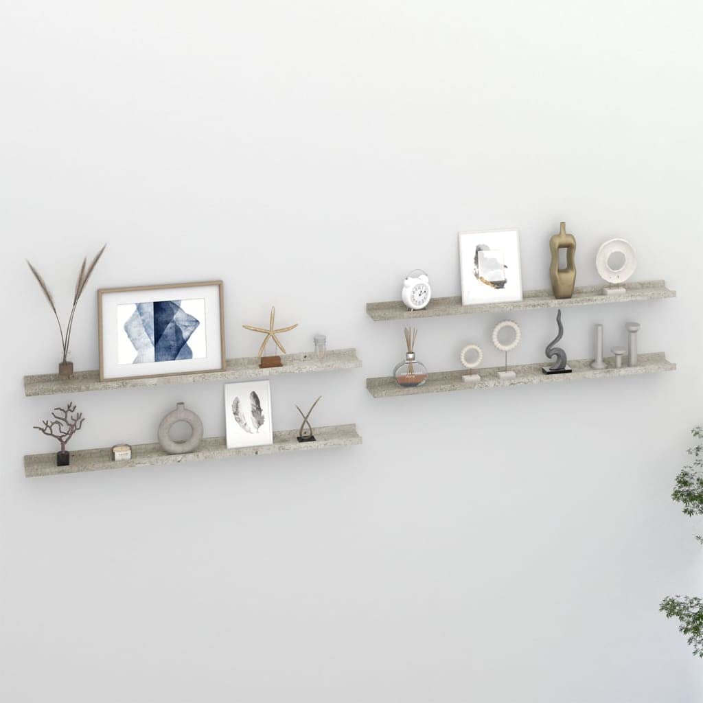 Concrete Gray Floating Wall Shelves Set of 4 - 39.4