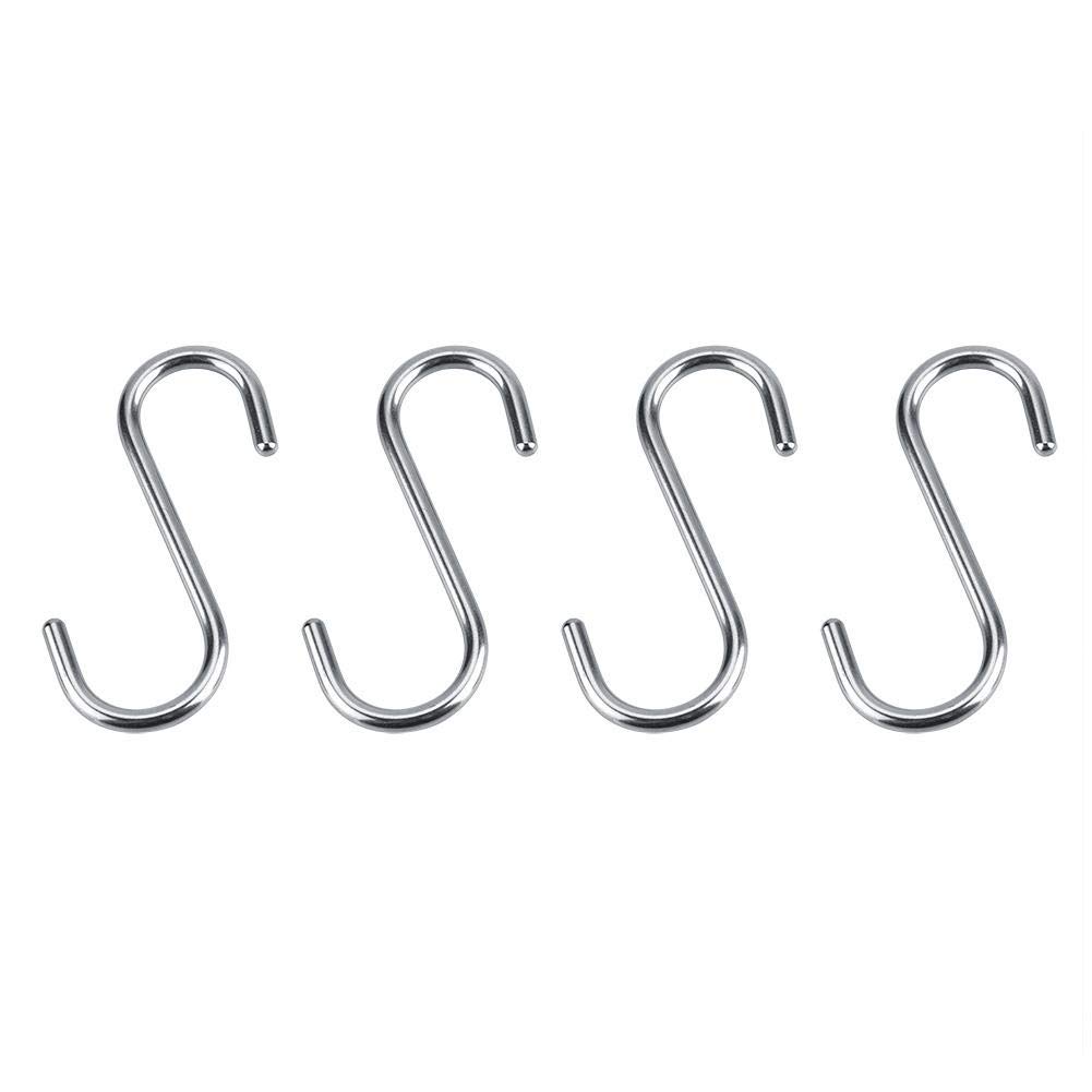 4-Pack Heavy Duty Stainless Steel S-Shape Hooks - Rustproof Bathroom & Kitchen Wall Hangers for Towels, Robes, Coats, Bags - Perfect for Organizing Small Spaces in Home, Dorm, or Office