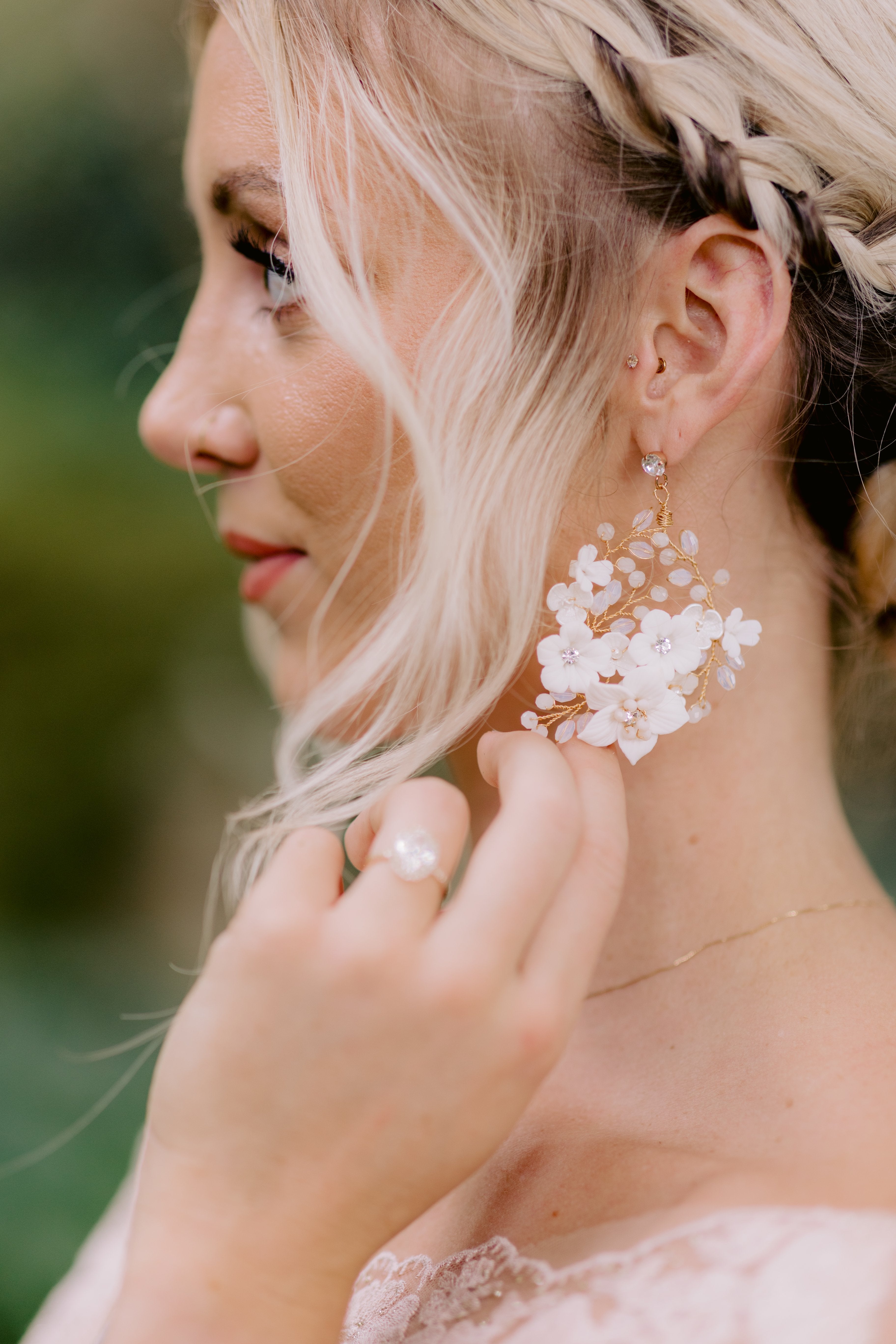 Exquisite KARA Porcelain Floral Drop Earrings - Handcrafted Bohemian Jewelry for Women | Perfect for Weddings, Parties & Special Occasions