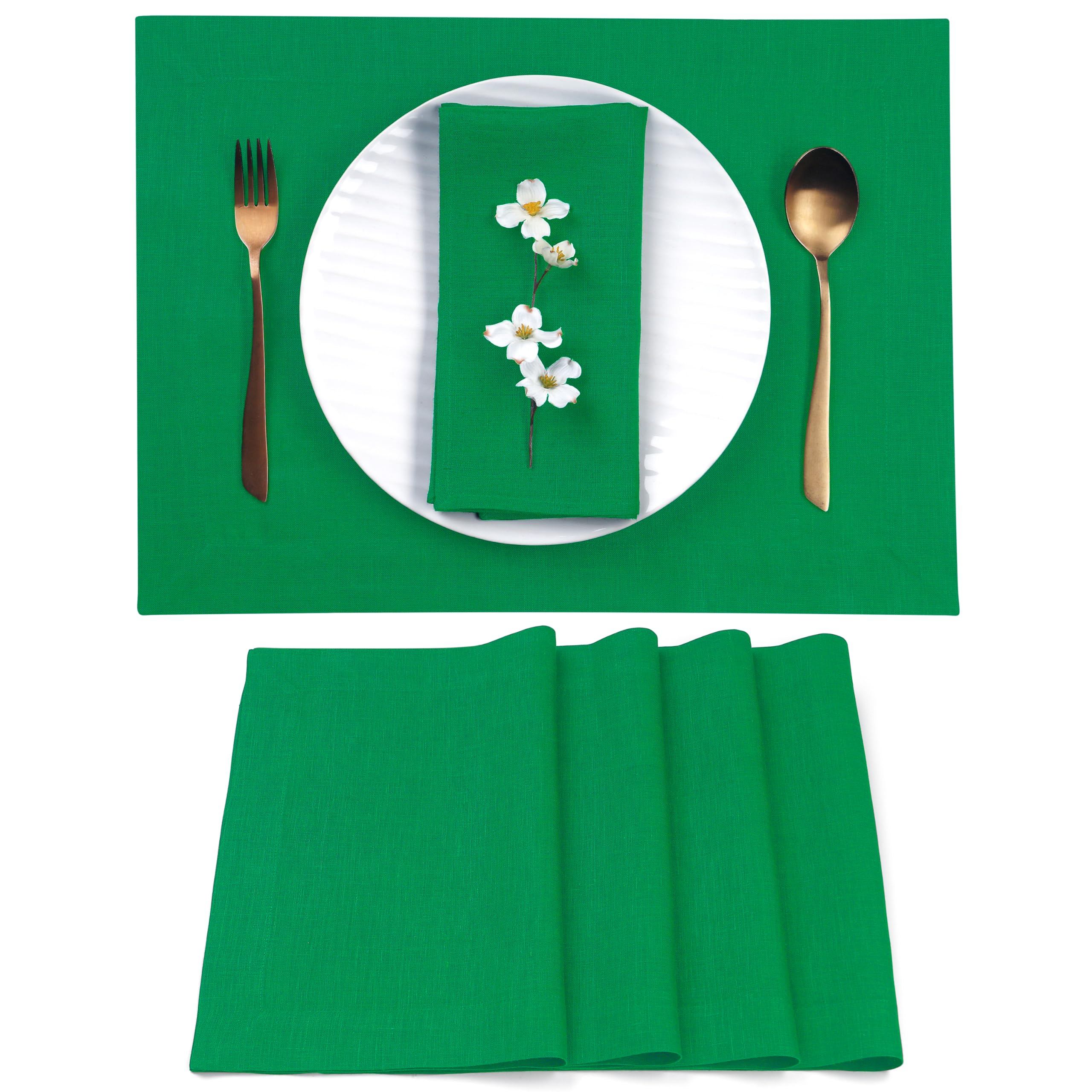 D'Moksha Homes 100% Pure Linen Placemats Set of 4 - 14