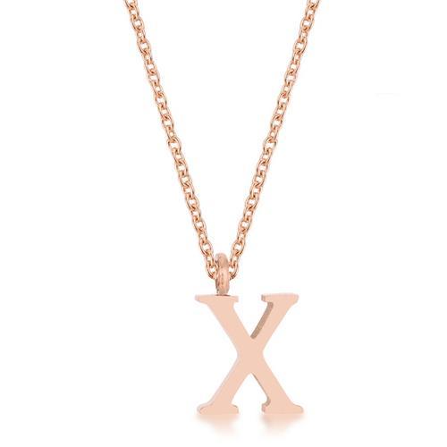 Elaina Rose Gold Stainless Steel X Initial Necklace for Women - Personalized Monogram Letter Jewelry Gift for Her - Perfect for Birthday, Anniversary & Valentine's Day