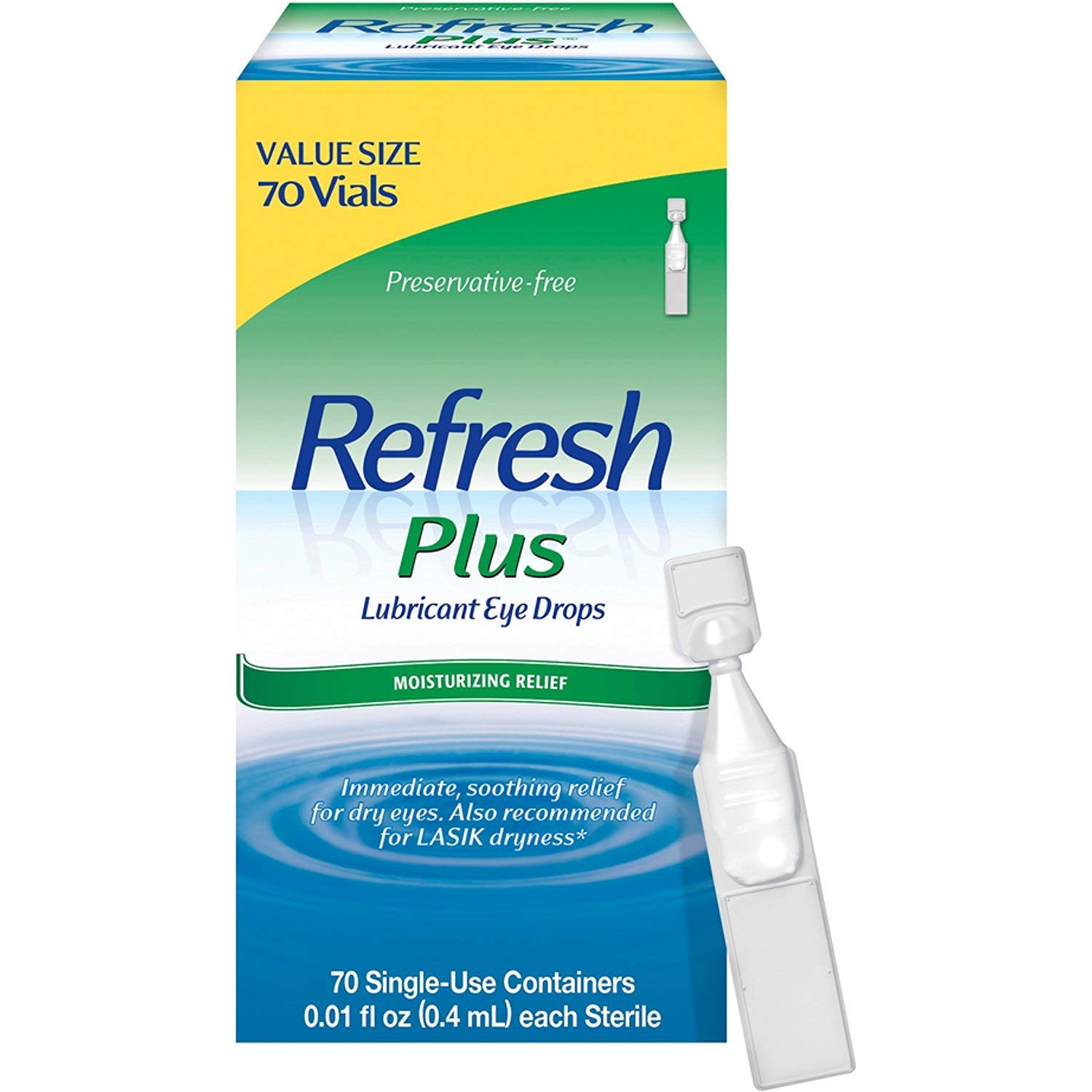 Refresh Plus Lubricant Eye Drops - 70 Single-Use Containers (Pack of 6) | Dry Eye Relief for Contacts & Computer Use | Travel & On-The-Go Eye Care Solution