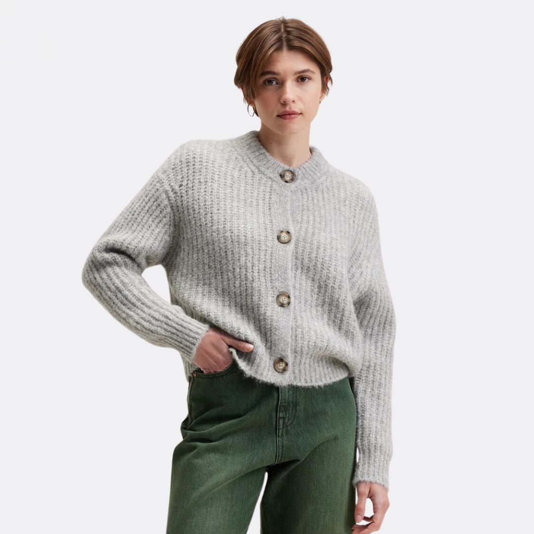 Adyka Women's Light Grey Cardigan Sweater - Soft Knit Open Front Long Sleeve Wrap - Perfect for Office, Casual Outfits & Fall Layering