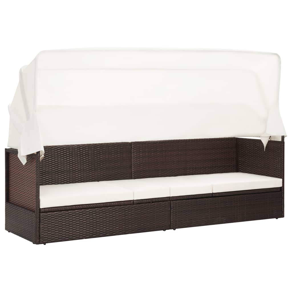 All-Weather Brown Poly Rattan Outdoor Patio Furniture Set with Canopy - Durable Garden Sofa for Patio, Beach, Porch & Poolside Relaxation | Perfect for Indoor & Outdoor Use