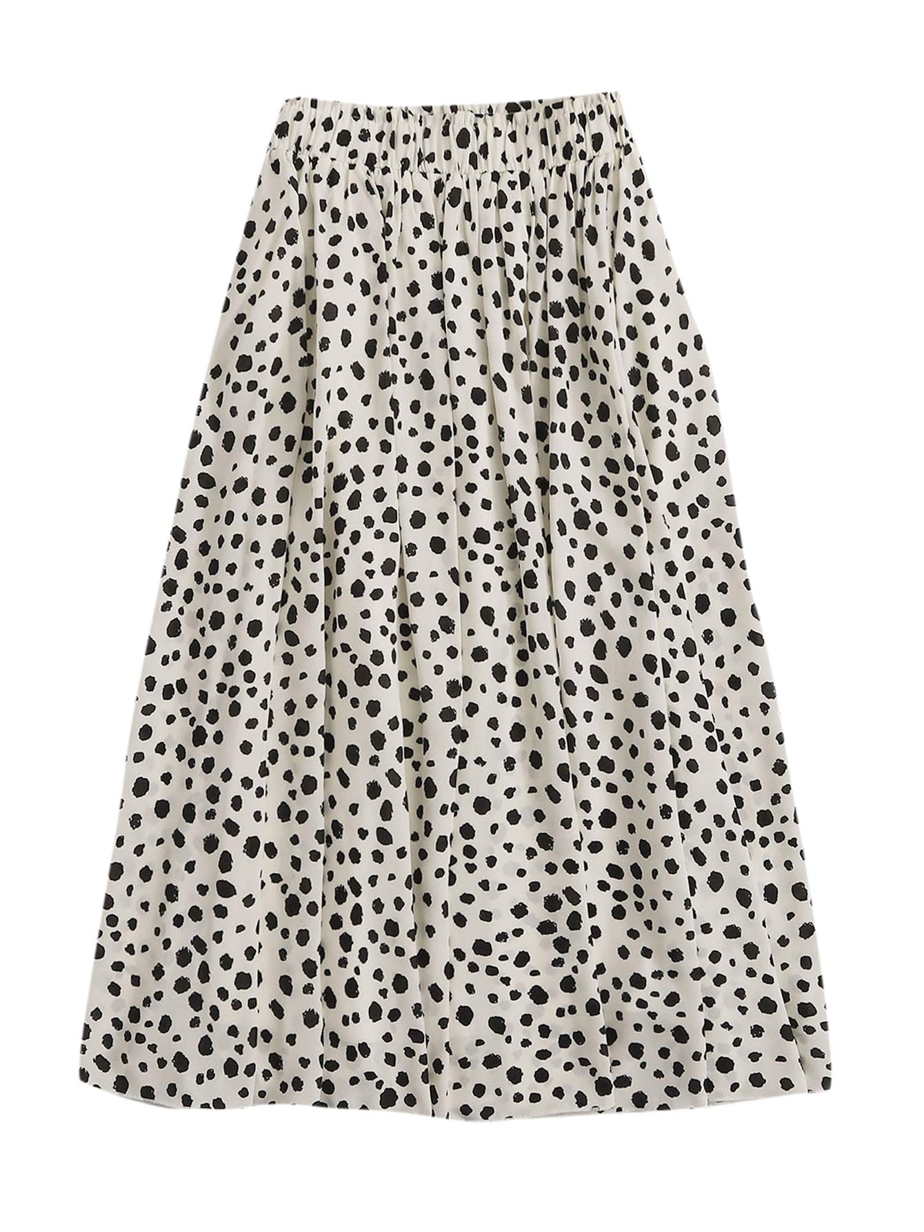 Milumia Women's Vintage Dalmatian Print A-Line High Waist Flowy Midi Skirt for Casual Outfits & Retro Fashion - Perfect for Date Night, Office Wear and Summer Outings