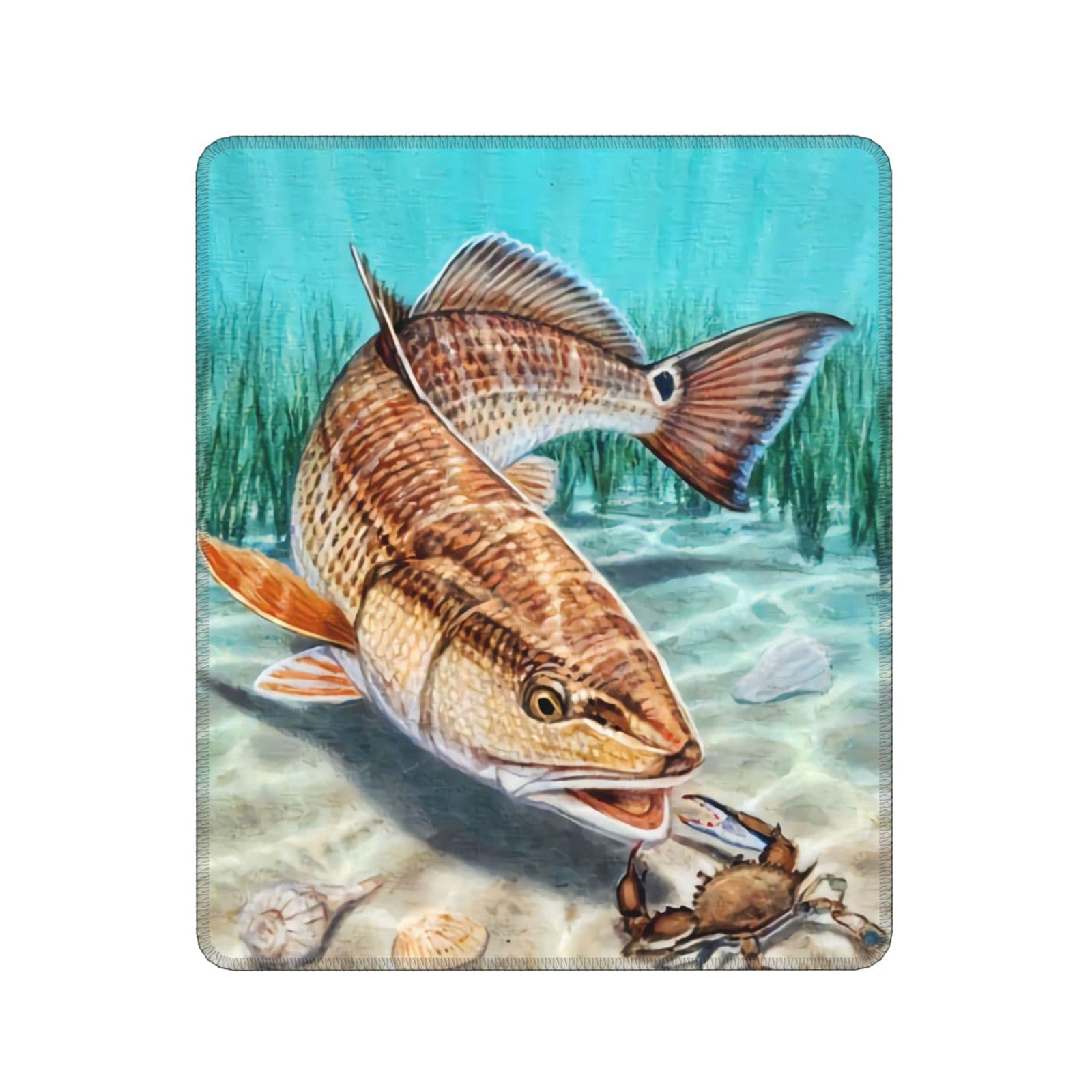 Florida Keys Fishing Tournament Redfish Art Mouse Pad - 7.9 x 9.5 Inch Non-Slip Rubber Base with Stitched Edge - Office & Gaming Mouse Mat for Laptop & Computer - Perfect for Fishing Enthusiasts & Home Office Setup