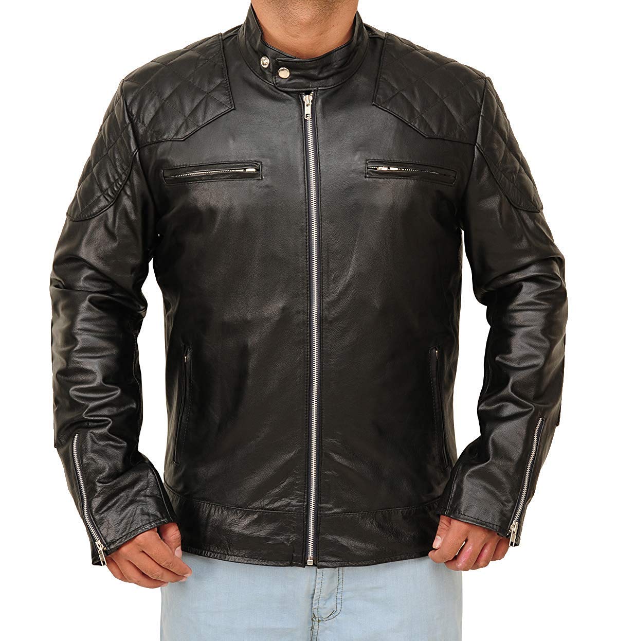 Trendhoop Classic Diamond Boda Biker Style Black Quilted Leather Jacket for Women - Stylish Motorcycle Outerwear for Riding & Fashion | Perfect for Biker Events, Night Out & Cool Weather