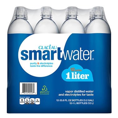Glaceau SmartWater Bottled Water - 1 Liter (12 Pack) | 6 Pack Bundle | Electrolyte-Enhanced for Hydration | Perfect for Gym, Hiking & Daily Hydration