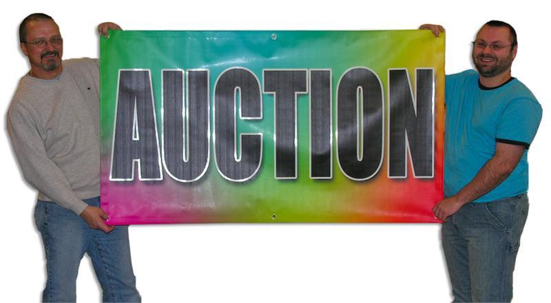 3' Black on Multi-Color Custom Auction Banners - Durable Vinyl Signage for Car Auctions, Estate Sales & Fundraising Events