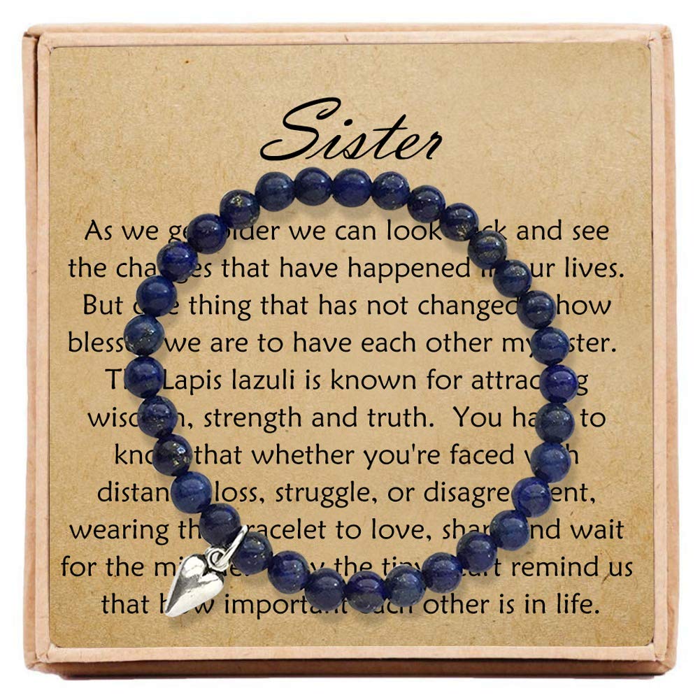 Personalized Bead Bracelet for Women - Sister Gift with Inspirational Message Card & Elegant Gift Box - Perfect for Birthday, Anniversary & Special Occasions