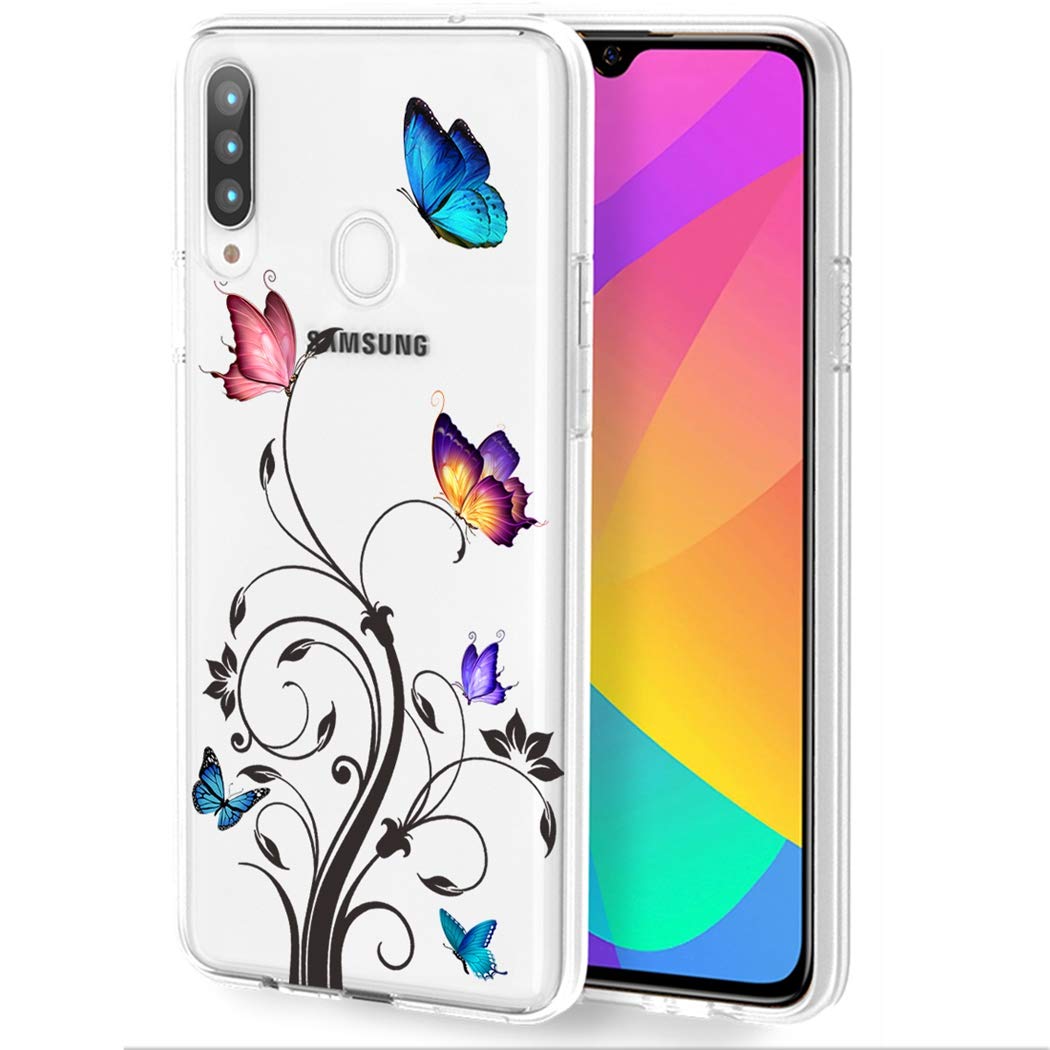 Samsung Galaxy A20S Phone Case - Clear TPU Shockproof Protective Cover for Women | Butterfly Design | Slim Soft Transparent Case | Perfect for Everyday Use & Gift Giving