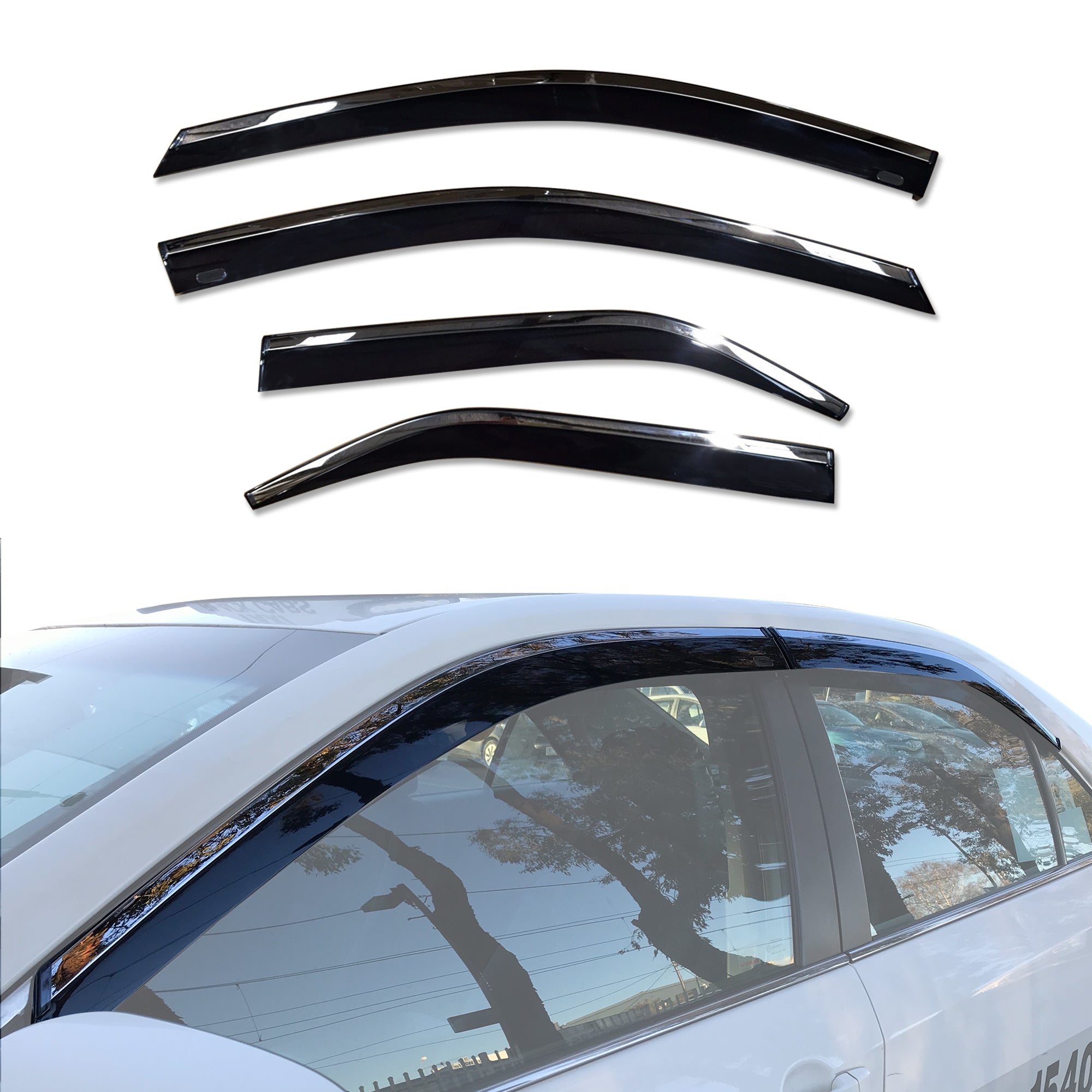 2012-2015 Toyota Camry Stainless Steel Window Deflectors - Rain Guards & Wind Noise Reduction for All-Weather Protection (Set of 4) | Perfect for Highway Driving & Parking in Sun/Rain