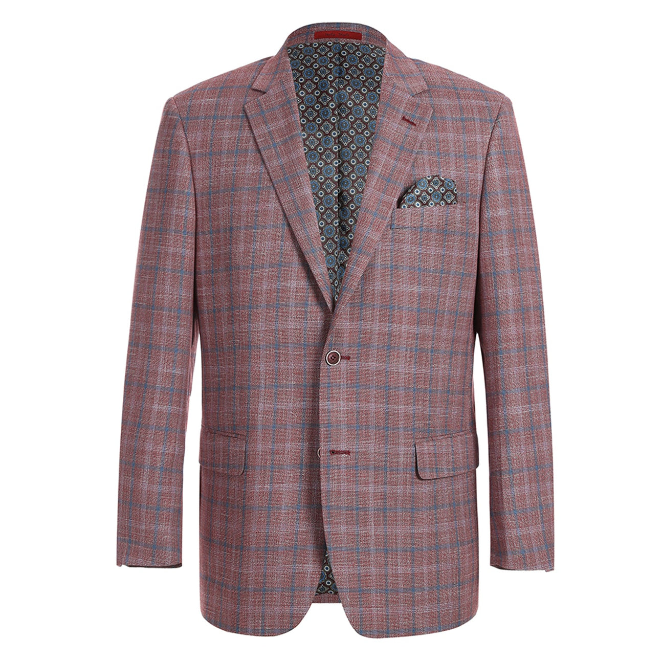 Alessandro Vitello by Renoir Burgundy Check Blazer - Classic Fit with Notch Lapels | Perfect for Business Meetings, Weddings & Formal Events