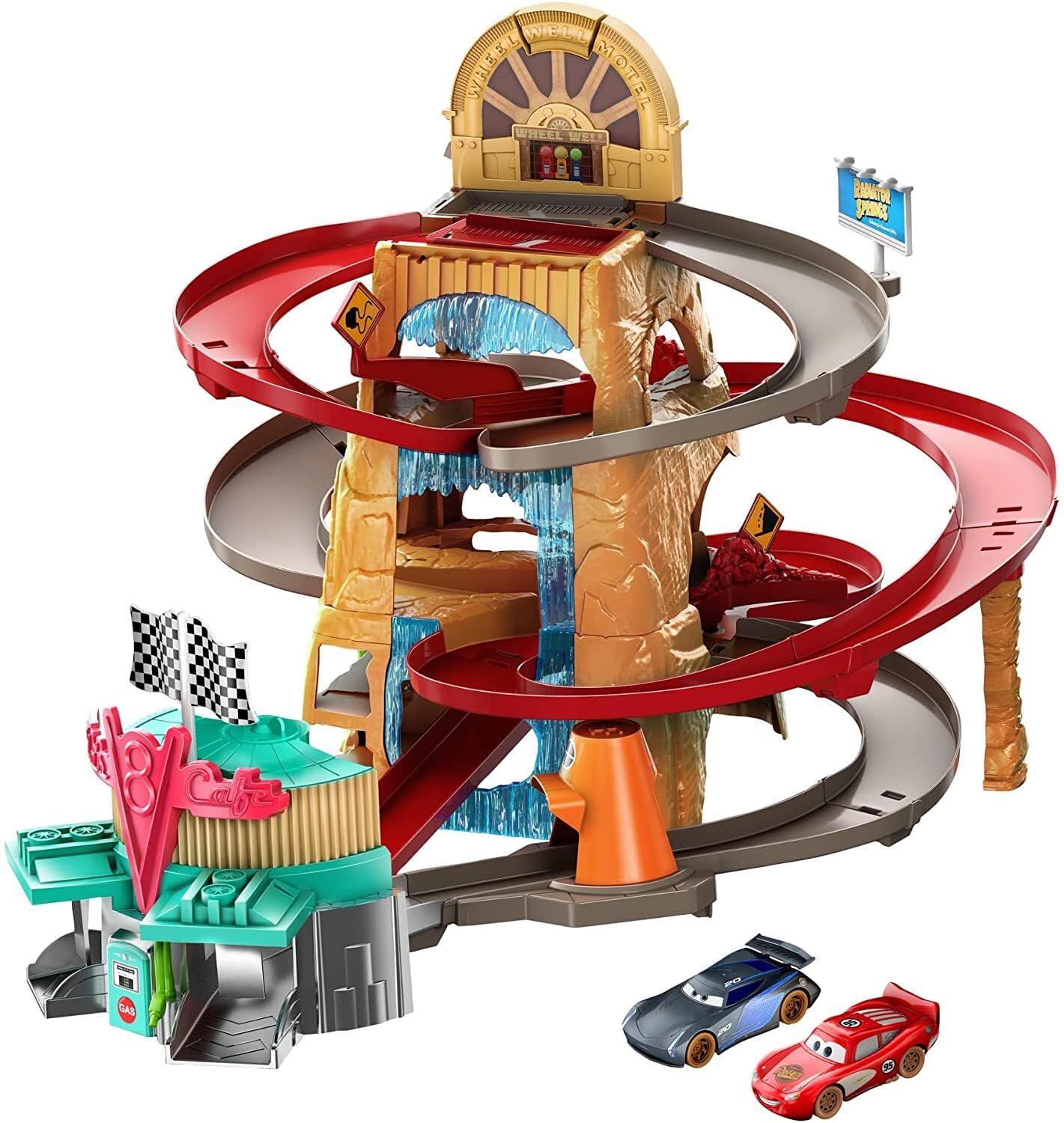 Disney Pixar Cars Toys Playset with 2 Vehicles - Radiator Springs Mountain Race Track Set for Kids | Perfect for Birthday Gifts & Racing Playtime