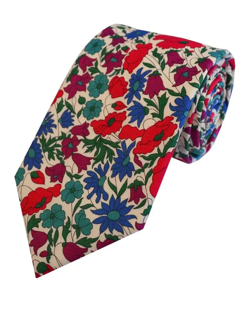 LA Smith Pink Men's Silk Tie - Premium Liberty Fabric Necktie for Business, Weddings & Formal Occasions