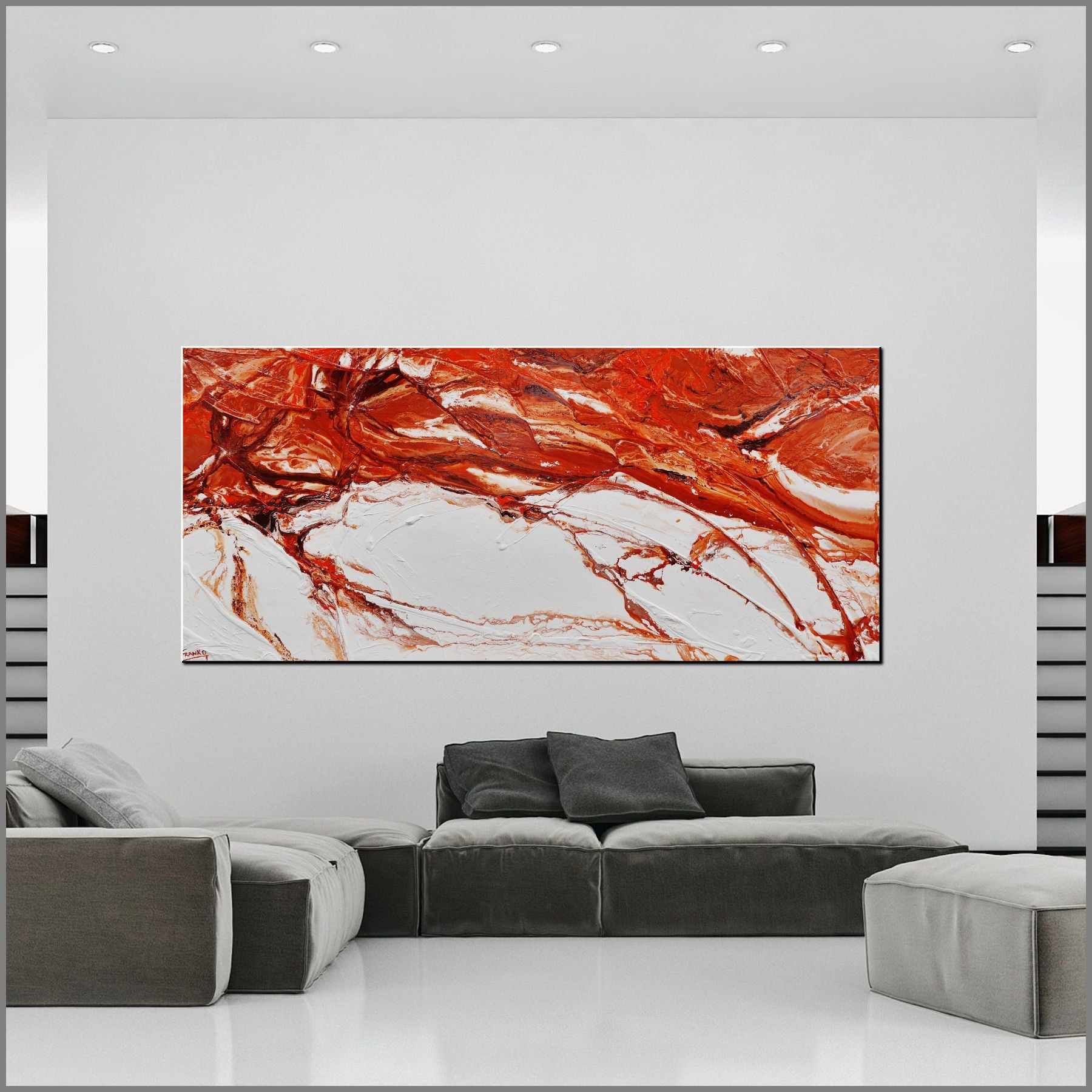 Jupiter Rising 270cm x 120cm Brown White Textured Abstract Canvas Art - Modern Wall Decor for Living Room, Bedroom & Office