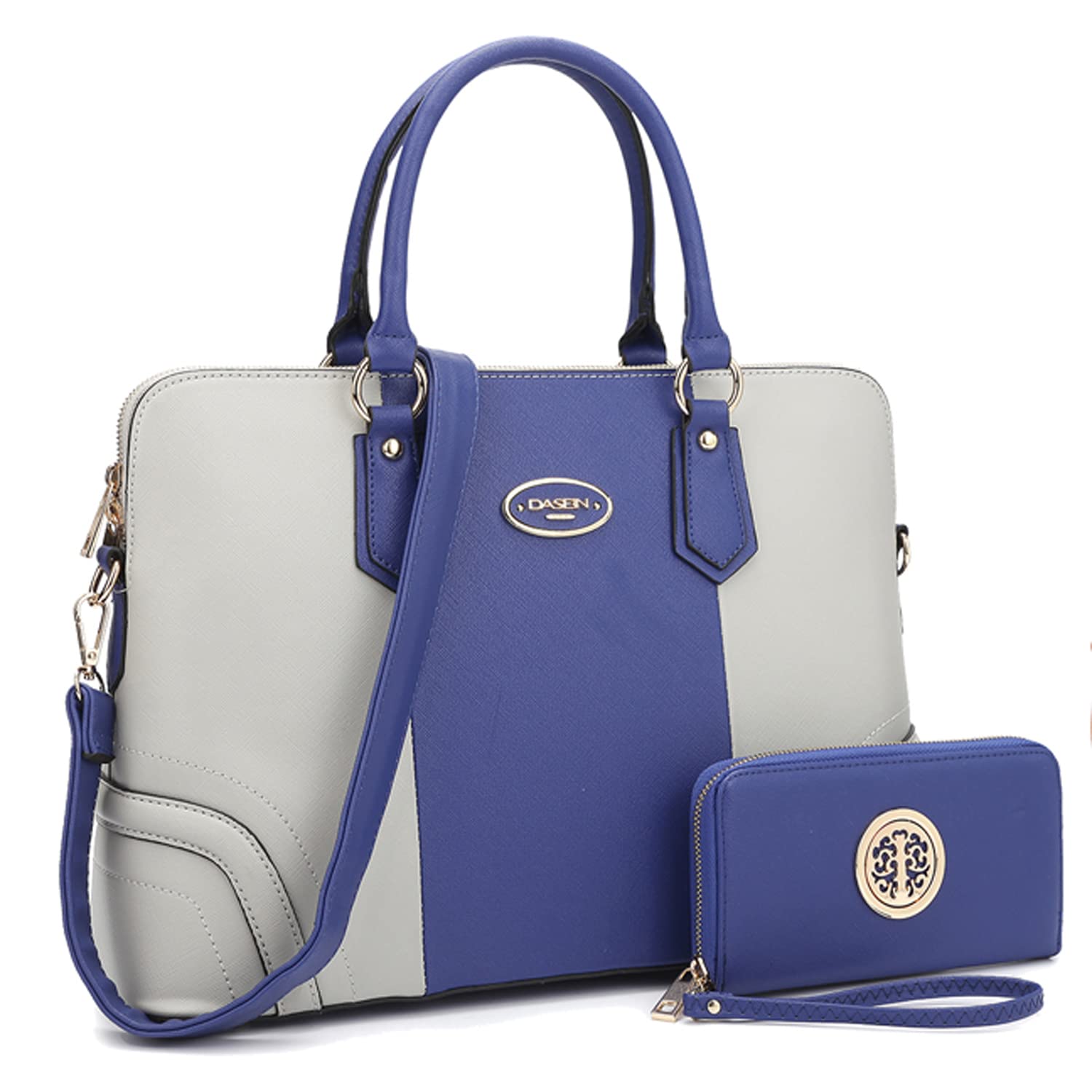 Dasein Women's Two-Tone Tote Bag - Colorblock Shoulder Purse for Work & Travel