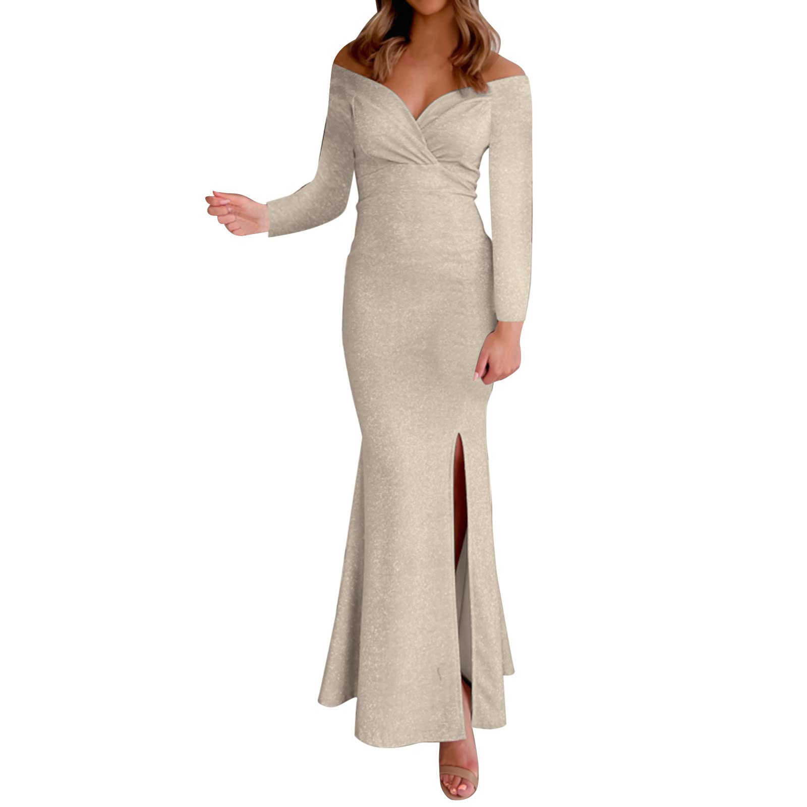 Elegant Women's Off Shoulder Formal Party Dress - Stretchy Mermaid Evening Gown for Wedding Guest & Special Occasions | Perfect for Cocktail Parties, Prom, Bridesmaid & Black Tie Events