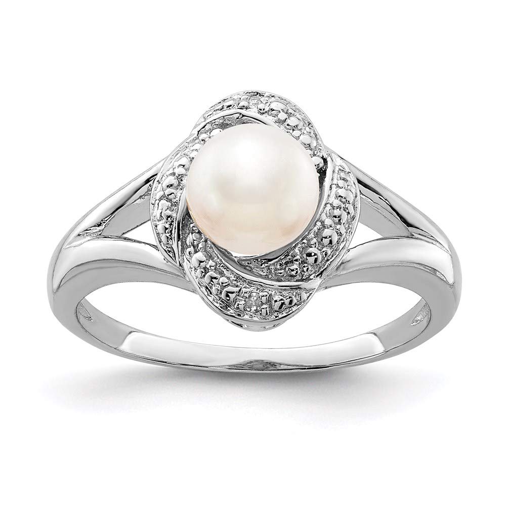 925 Sterling Silver Diamond & Freshwater Pearl Ring for Women - Elegant Jewelry Gift for Her, Perfect for Anniversaries, Weddings & Special Occasions
