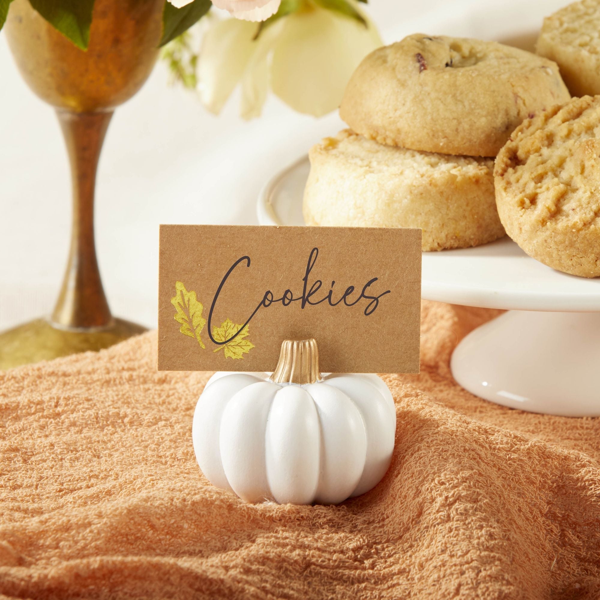 Elegant White Pumpkin Place Card Holders - Set of 6 for Thanksgiving, Fall Wedding, and Autumn Table Decorations