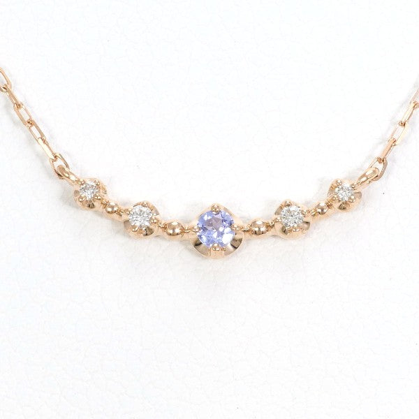 4℃ K10PG Natural Stone Diamond Necklace - 14K Gold Plated Elegant Jewelry for Women, Perfect for Weddings, Anniversaries & Special Occasions