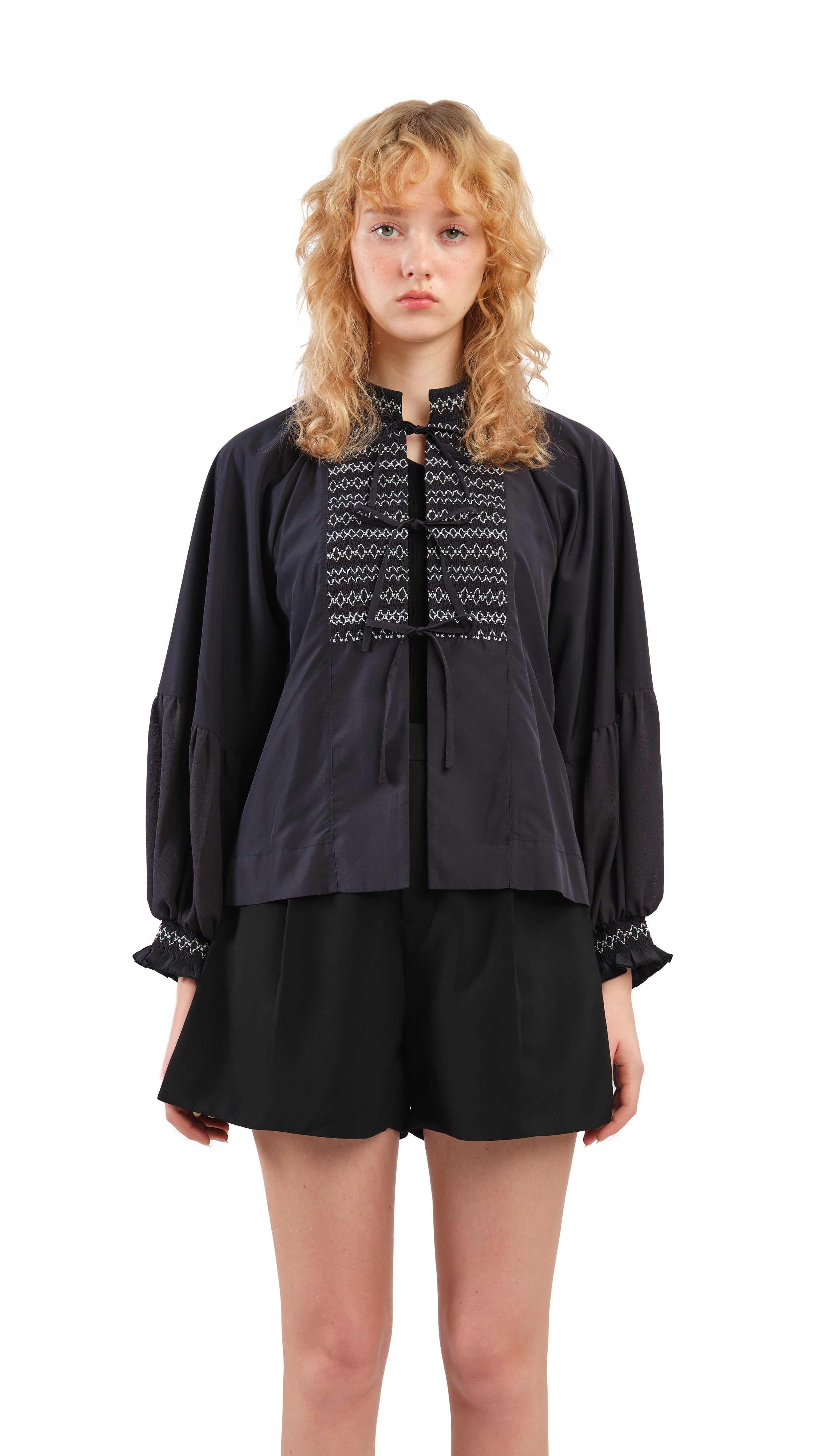 Stylish Smocking Balloon Sleeves Jacket for Women - Trendy Blouse with Puff Sleeves - Perfect for Casual Outings, Date Nights & Office Wear
