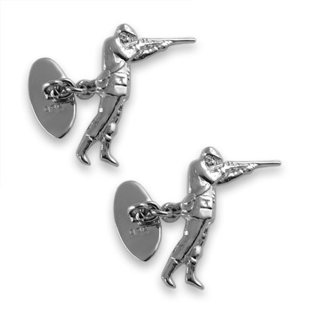 Premium Sterling Silver Shooting Sports Cufflinks - Elegant Gifts for Hunters & Gun Enthusiasts - Perfect for Weddings, Formal Events & Outdoor Adventures