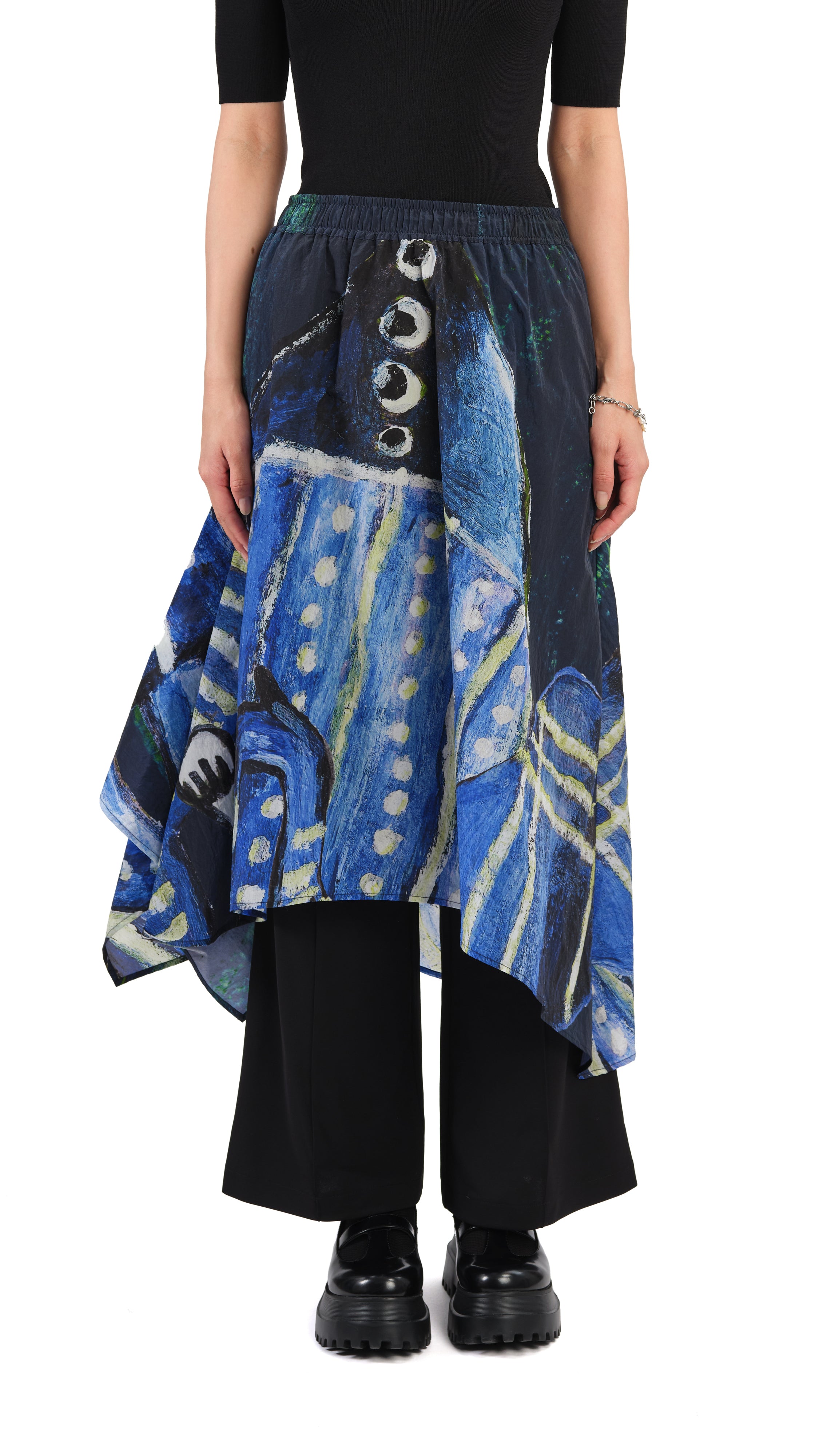 Selk'Nam Graphic Print Asymmetric Skirt - Unique Boho Chic Midi Skirt for Women | Perfect for Festivals, Beach Vacations & Boho Fashion Outfits