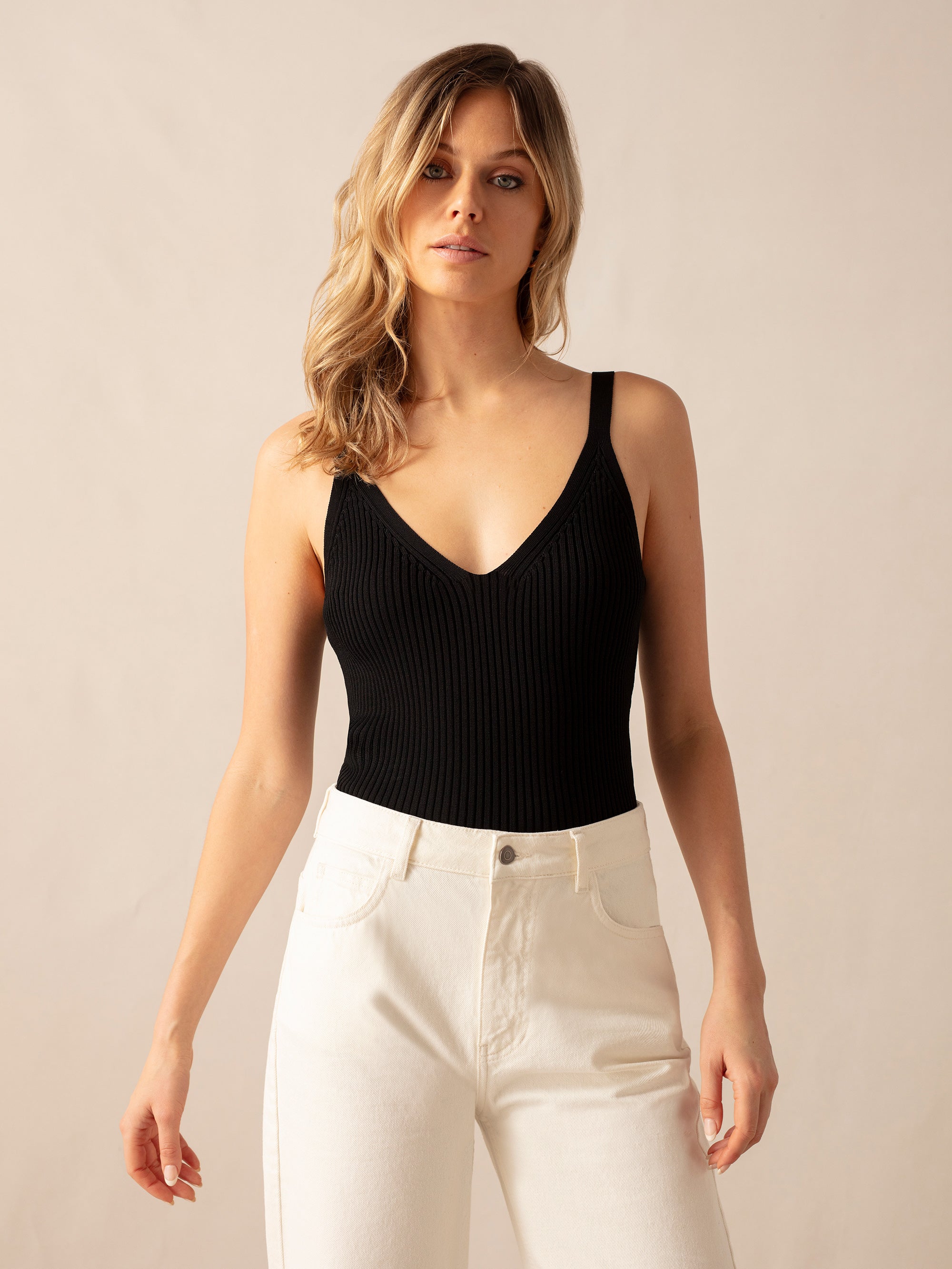 Black Ribbed Knit Vest Top for Women - Slim Fit Sleeveless Tank - Casual & Layering Staple - Perfect for Office, Date Night & Fall Outfits