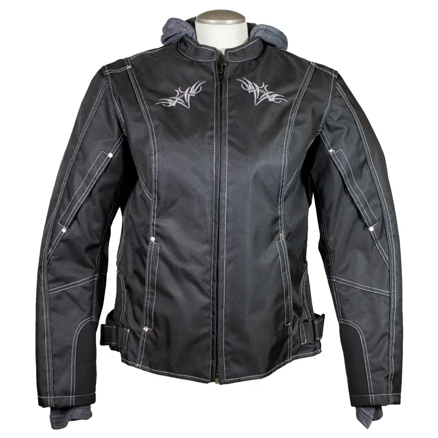 Open Road Women's Zip Out Hoodie Reflective Textile Motorcycle Jacket - Windproof & Waterproof Riding Gear for Commuting & Adventure Travel