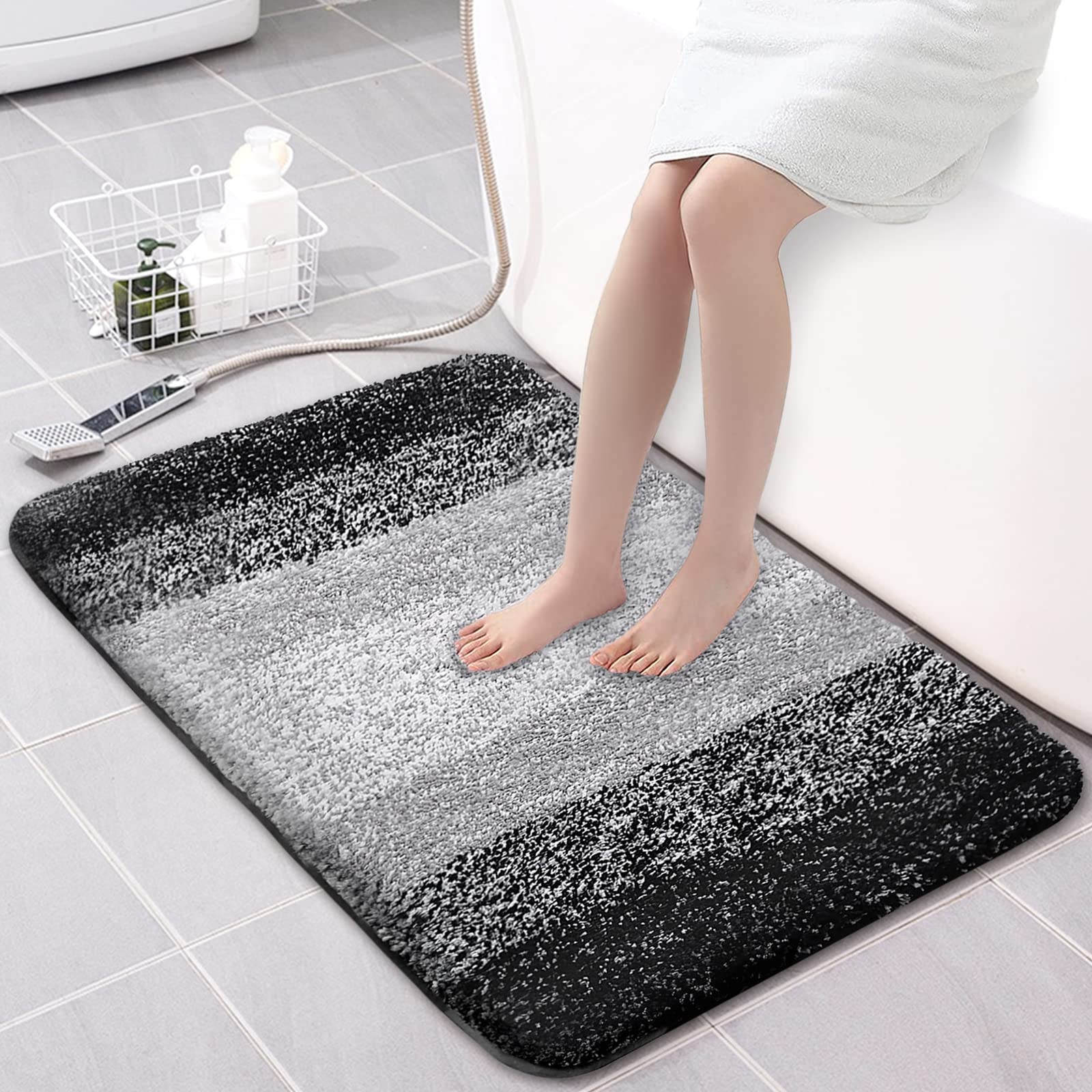 Non-Slip Plush Bath Mat - Quick Dry Washable Shower Rug for Bathroom, 20
