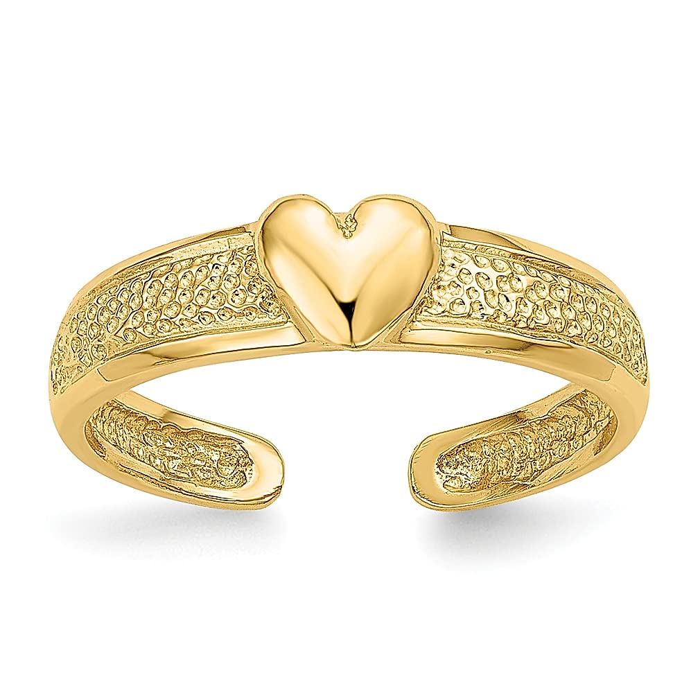 14K Yellow Gold Heart Adjustable Toe Ring Set for Women - Dainty Foot Jewelry, Perfect Gift for Her - Ideal for Beach, Sandals & Summer Occasions