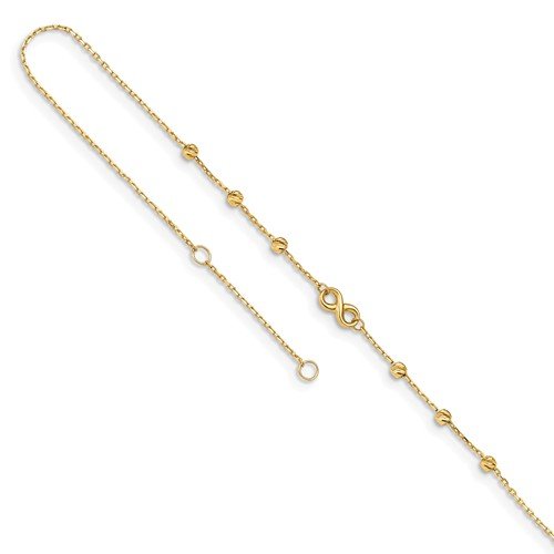 14KT Yellow Gold Infinity Symbol and Bead Anklet Bracelet for Women - Elegant Ankle Jewelry for Everyday Wear, Gifts & Special Occasions