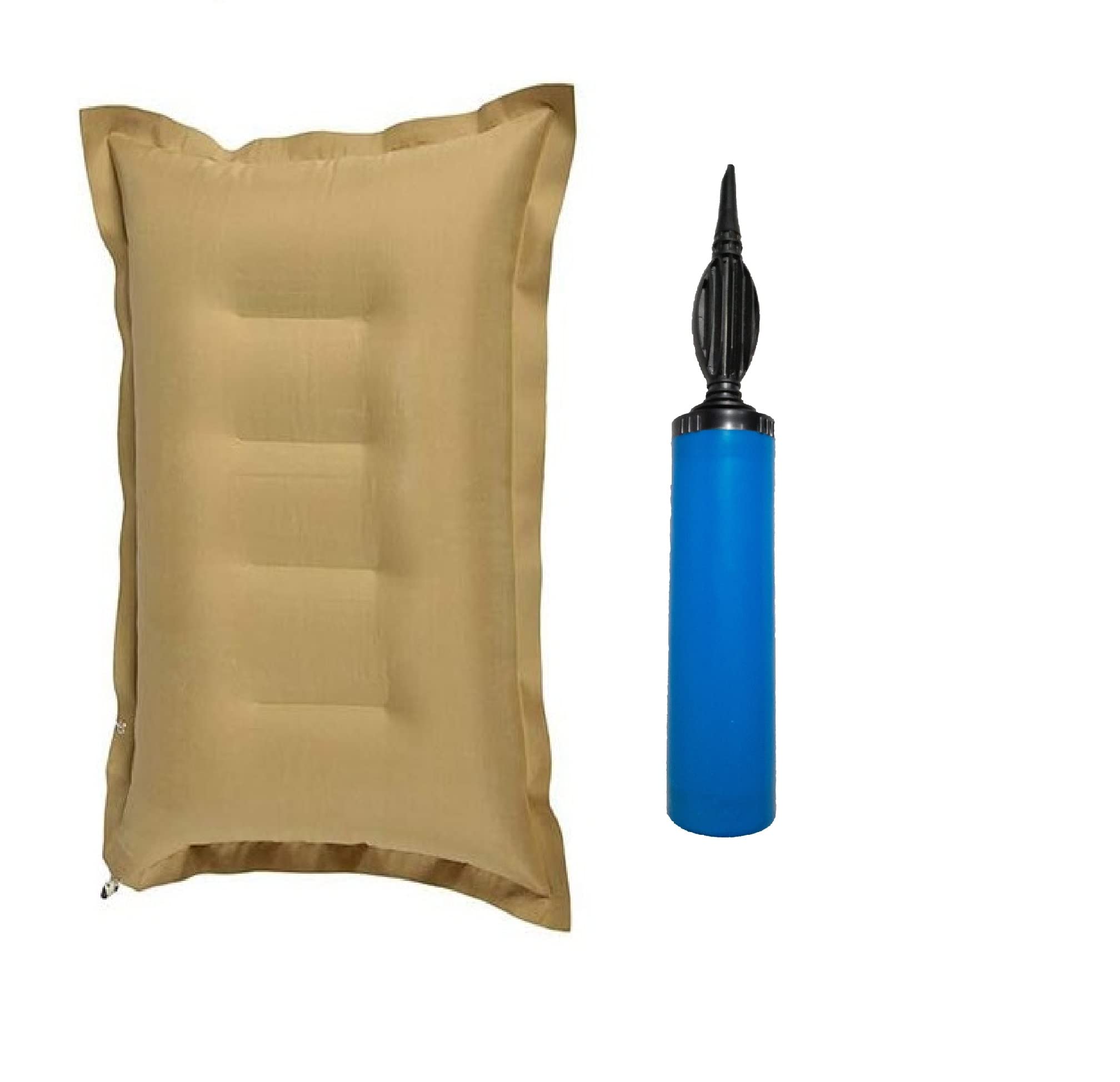 Inflatable Neck Pillow with Air Pump for Travel - Brown Air Pillow for Sleeping on Planes, Trains & Cars - Multipurpose Travel Pillow for Tourists & Commuters - Perfect for Long Flights, Road Trips & Office Naps