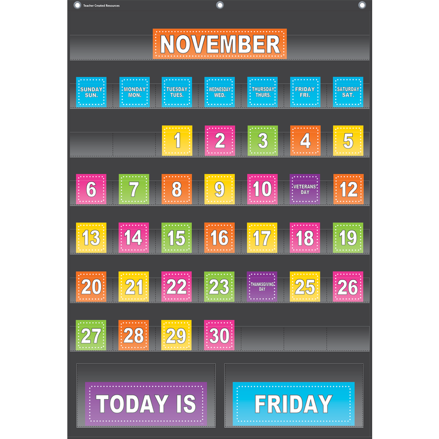 Black Pocket Chart Calendar - Classroom & Home Organization for Kids & Teachers - Perfect for Daily Schedules, Homeschooling & Office Planning