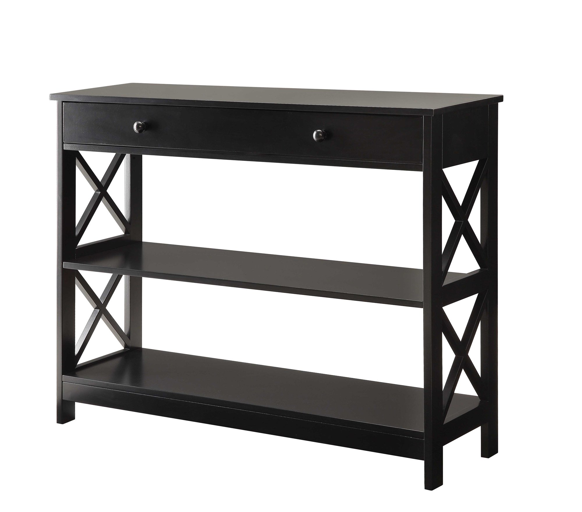 Oxford 1-Drawer Console Table by Convenience Concepts - Black Finish Entryway Sofa Table for Small Spaces | Perfect for Hallway, Living Room & Bedroom Organization