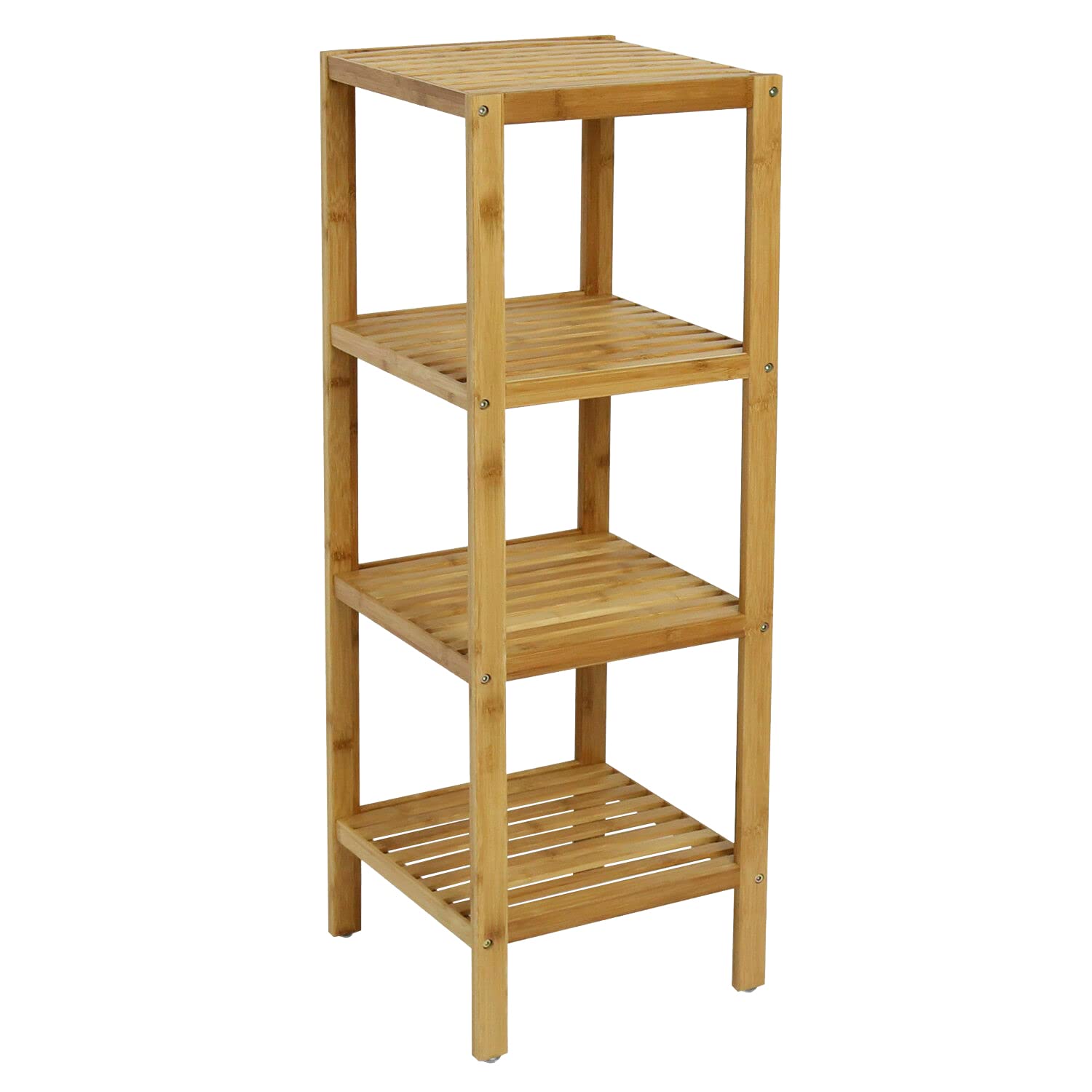 Kinsuite 4-Tier Bamboo Bathroom Shelf - Space Saving Storage Organizer for Bathroom, Living Room, Bedroom, Hallway & Kitchen - Perfect for Towels, Toiletries, Books & Decorative Items