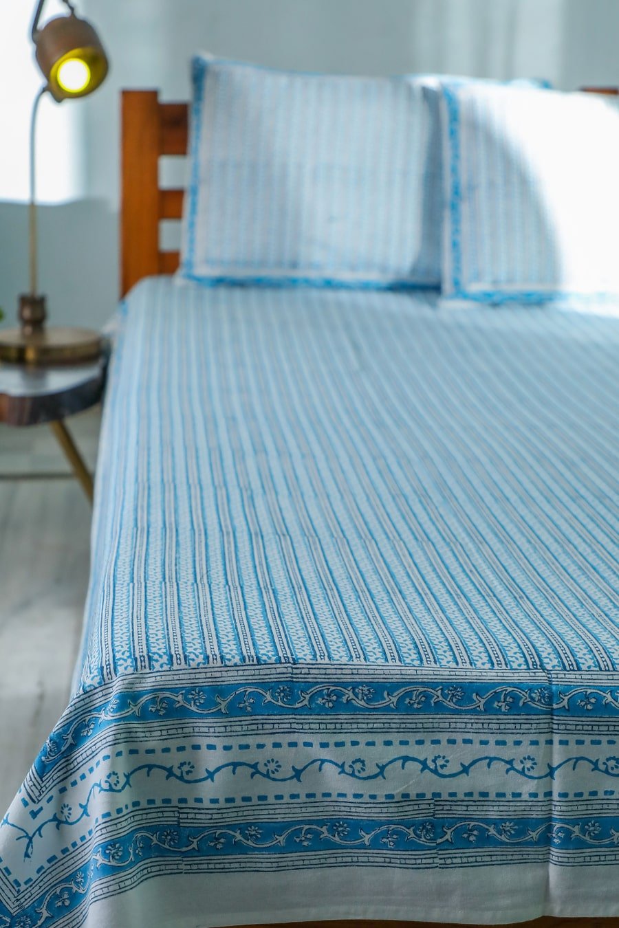 Handblock Printed Cotton Bedsheet | SootiSyahi Vertical Garden Design | Eco-Friendly Home Decor for Bedroom & Guest Room