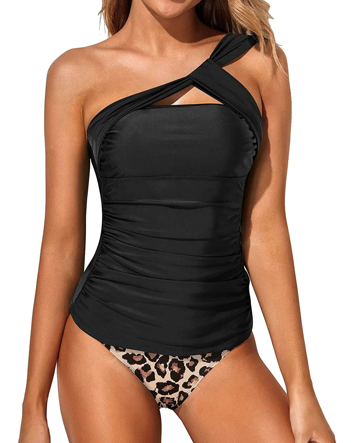 Women's One Shoulder Tankini Swimsuits - Tempt Me Two Piece Bathing Suit with Shorts | Perfect for Beach Vacations, Pool Parties & Summer Getaways