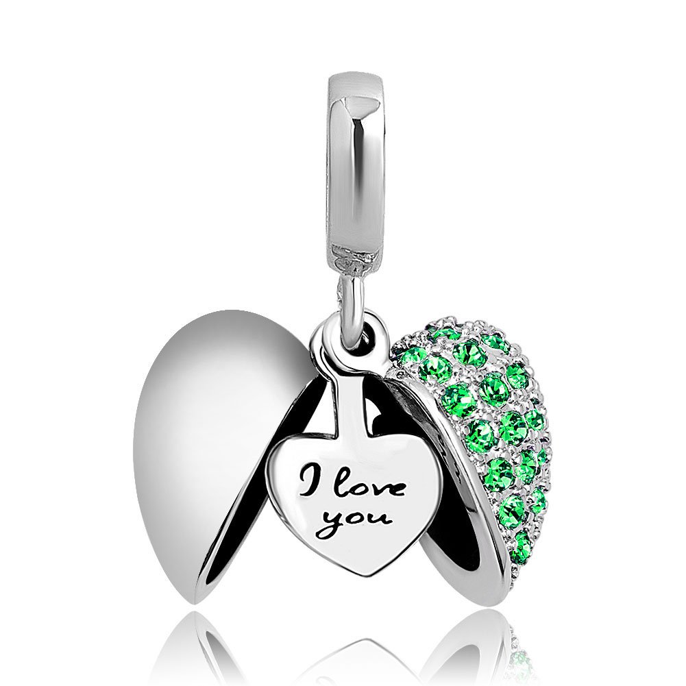 QueenCharms 6 Colors Open Heart I Love You Charm Beads for Bracelets - DIY Jewelry Making, Friendship Gifts, Pandora Style Bead Collection - Perfect for Valentine's Day, Anniversary, and Birthday Presents