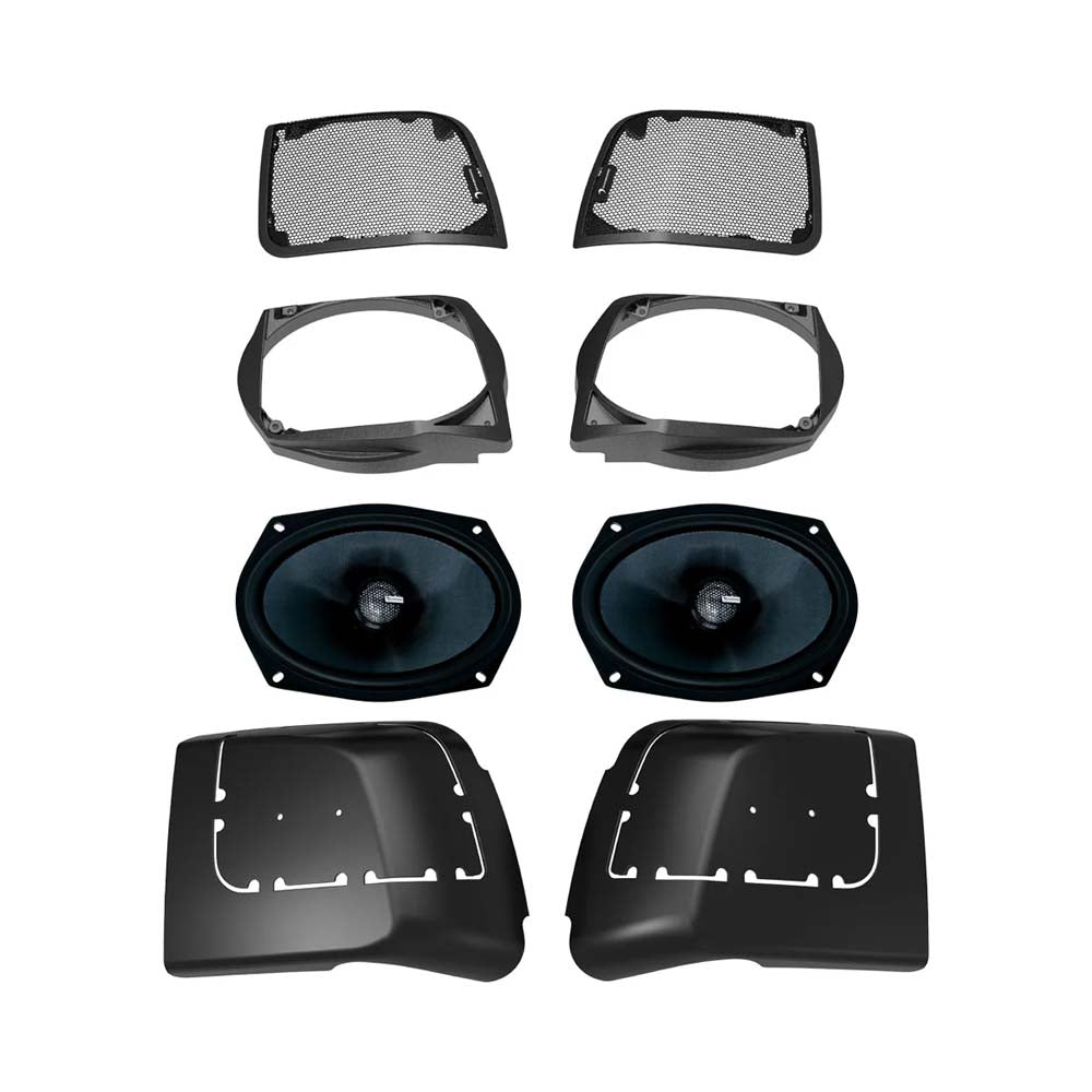 **Diamond Audio MSMS694LK Harley Davidson Cut In Lid Kit with MS69CX 4Ω Speaker & MICRO2V2 2-Channel Class D Amplifier – Perfect for Motorcycle Audio Upgrades (2014-2023 Models)**