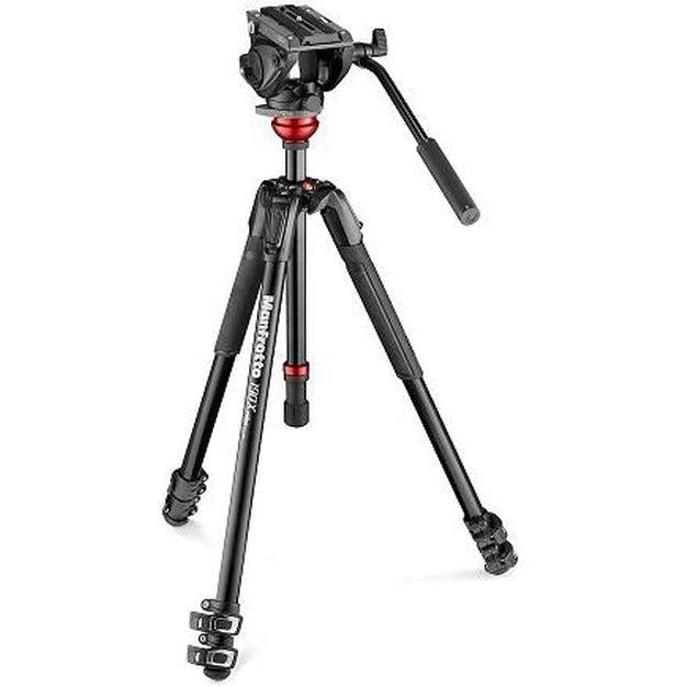 Manfrotto 500 Fluid Video Head with Flat Base & 190X Tripod - Professional Camera Support for Smooth Panning & Tilting - Perfect for Videography, Filmmaking & Live Streaming