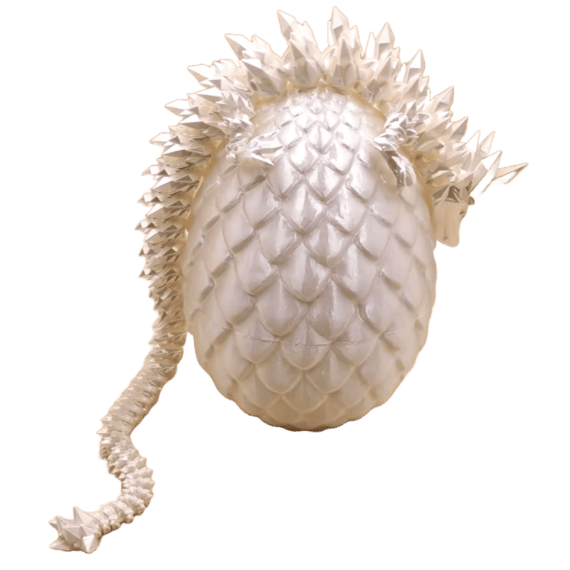 3D Printed Large Dragon & Egg Statue Set - Pearl White Finish | Fantasy Decor, Gift for Collectors & Game of Thrones Fans | Perfect for Home Display, Shelf Decor & D&D Gaming Scenes