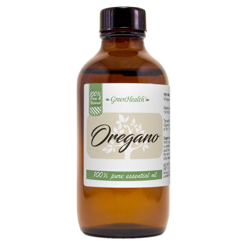 100% Pure Oregano Essential Oil - 4 fl oz (118 ml) Glass Bottle with Cap - GreenHealth - Aromatherapy, Skin Care & Natural Remedies
