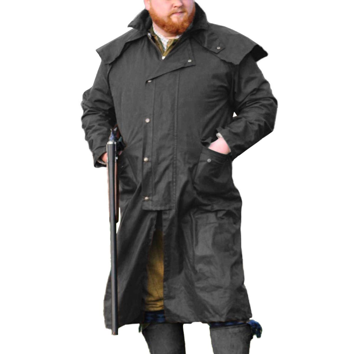 GAME Wax Stockman Long Cape - Black XX-Large - Waterproof Outdoor Hunting Jacket for Men - Perfect for Hunting, Camping & Cold Weather Adventures