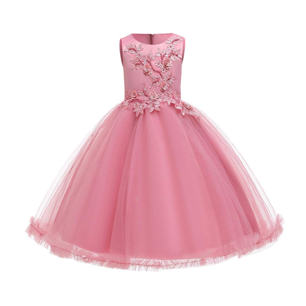 Elegant Big Girl Flower Lace Princess Tulle Long Dress for Kids Prom, Formal Pageant, Dance Gown - Perfect for Birthday Parties, Weddings & Special Occasions
