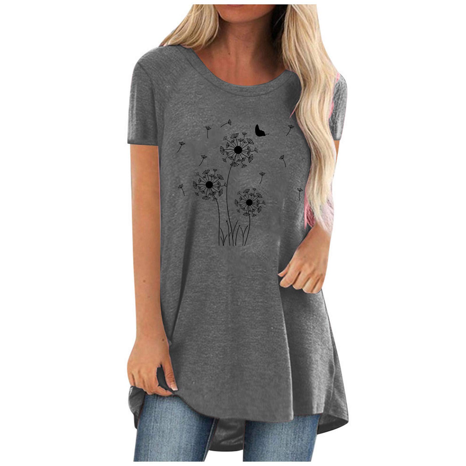 Wonwns Women's Summer V-Neck Camo Tunic Tops - Short Sleeve Casual Blouse for Juniors, Ducks Jersey Style - Perfect for Outdoor Adventures, Beach Trips & Everyday Wear