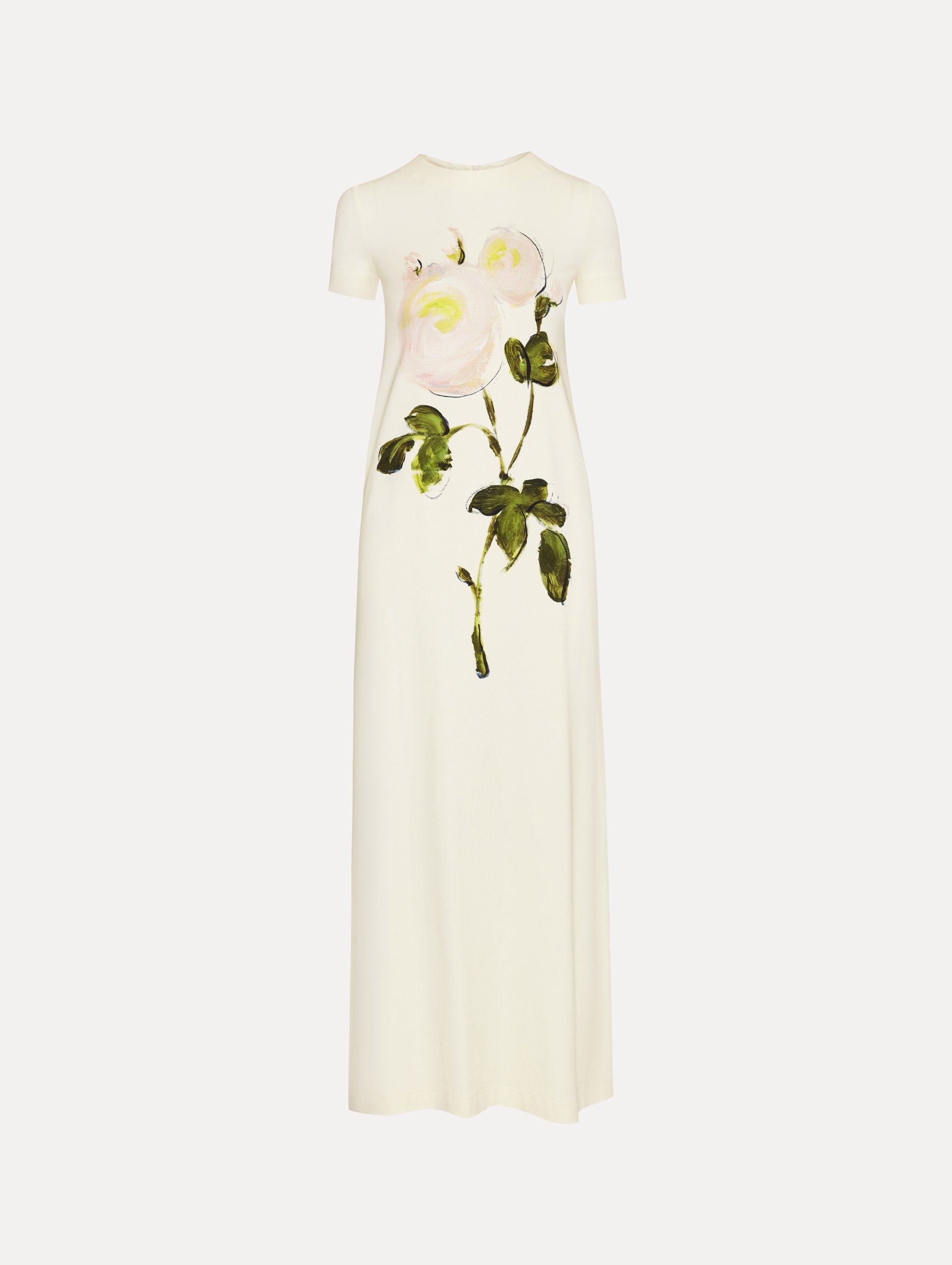 Elegant Painted Roses Jersey Maxi Dress for Women - Floral Print Summer Beach Dress, Boho Chic Party Wear & Casual Outfit for Vacations, Weddings, and Date Nights